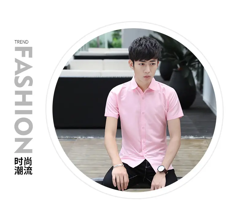 Men's White Slim Fit Short Sleeve Shirt — feature 5