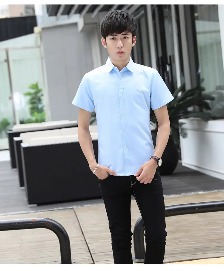 Men's White Slim Fit Short Sleeve Shirt — feature 6