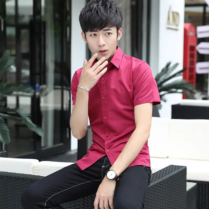 Men's White Slim Fit Short Sleeve Shirt - Image 2