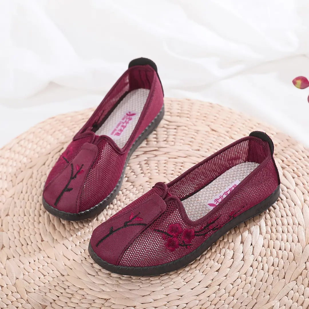 Old Beijing Cloth Shoes, Summer Soft Slip-On Mesh Shoes for Women, Middle-Aged and Elderly Mother's Shoes, Factory Direct Delivery, Casual and Versatile - Image 5