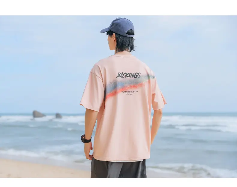 Men's Black Rainbow Printed T-Shirt Pure Cotton Loose Fit — feature 12
