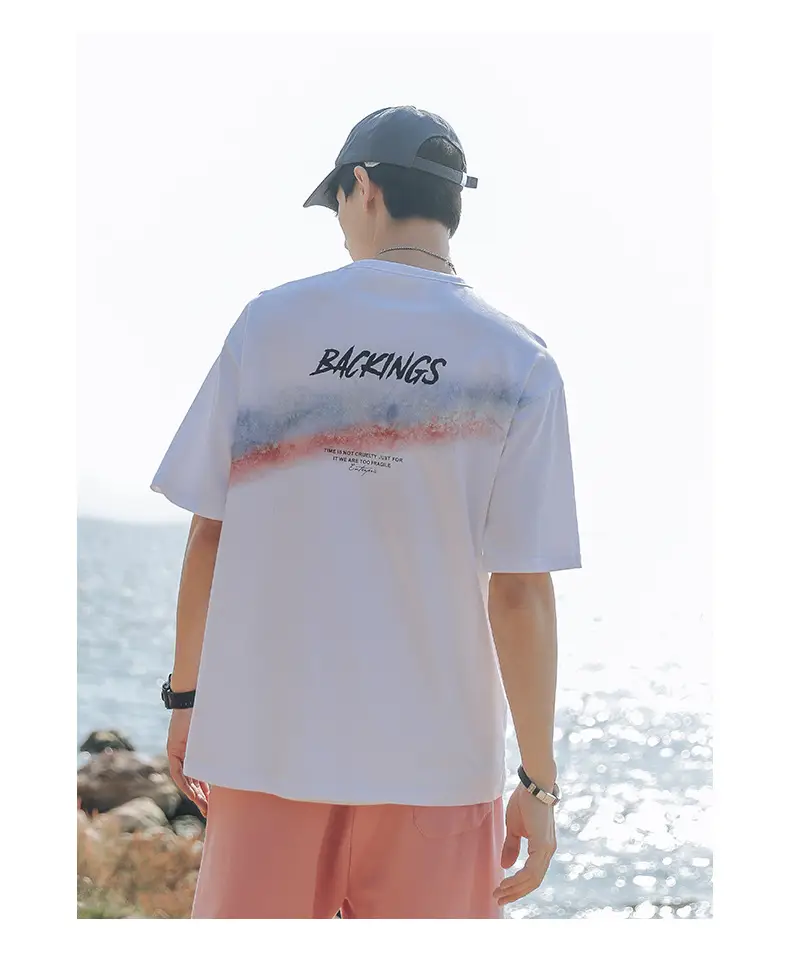 Men's Black Rainbow Printed T-Shirt Pure Cotton Loose Fit — feature 24
