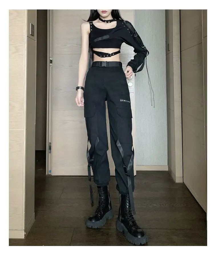 Black Camisole Leggings with Long Sleeve Top for Dance Wear — feature 16