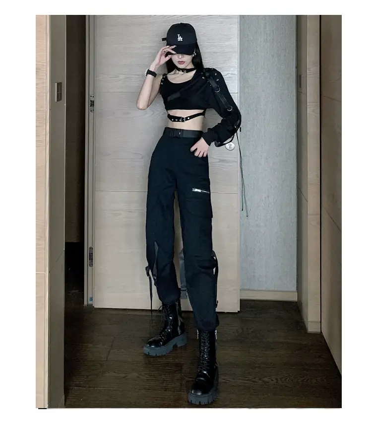 Black Camisole Leggings with Long Sleeve Top for Dance Wear — feature 18