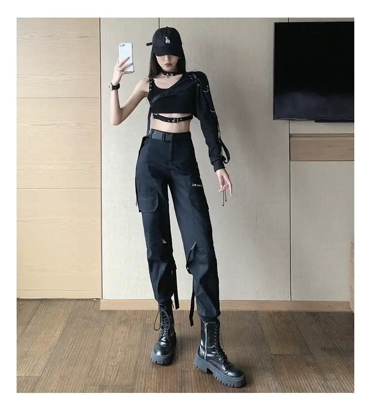Black Camisole Leggings with Long Sleeve Top for Dance Wear — feature 19