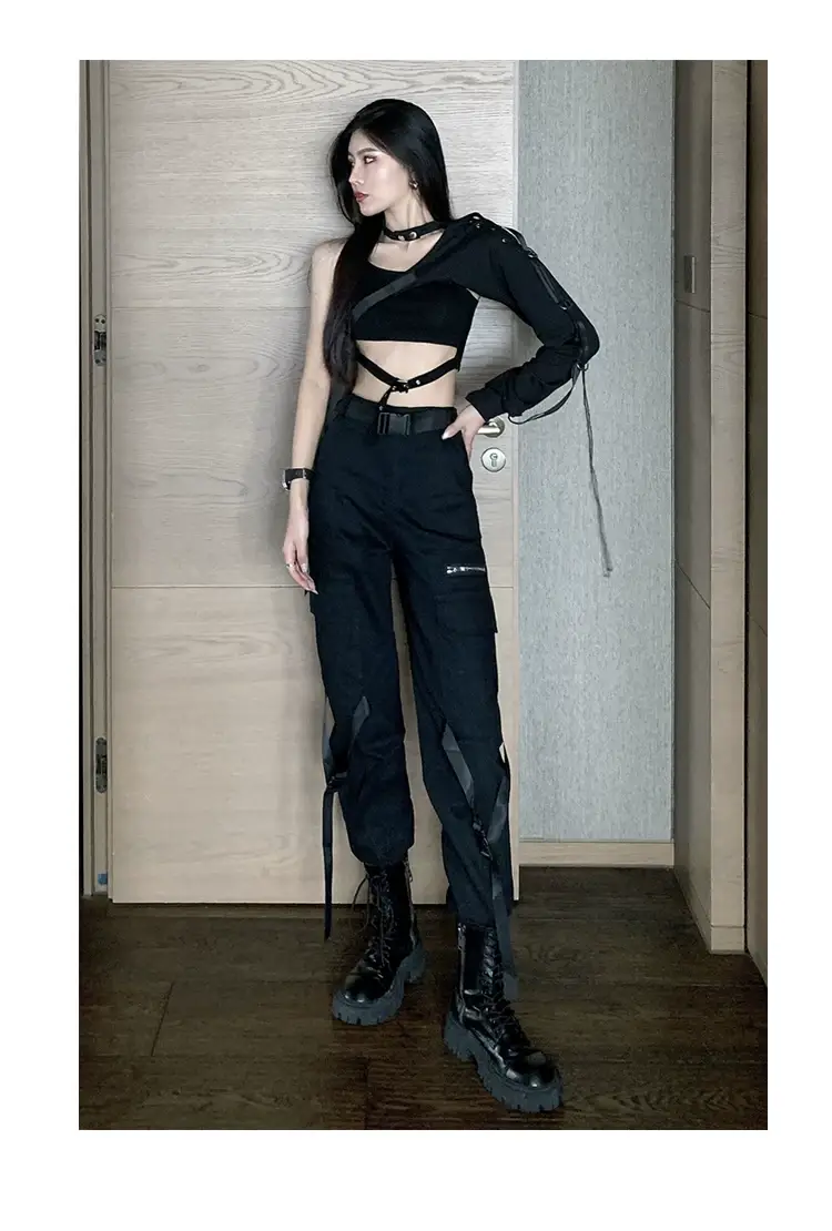 Black Camisole Leggings with Long Sleeve Top for Dance Wear — feature 20