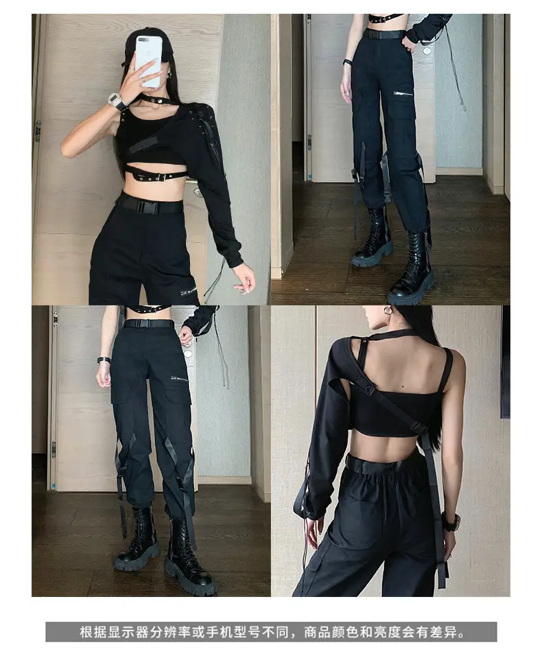 Black Camisole Leggings with Long Sleeve Top for Dance Wear — feature 5