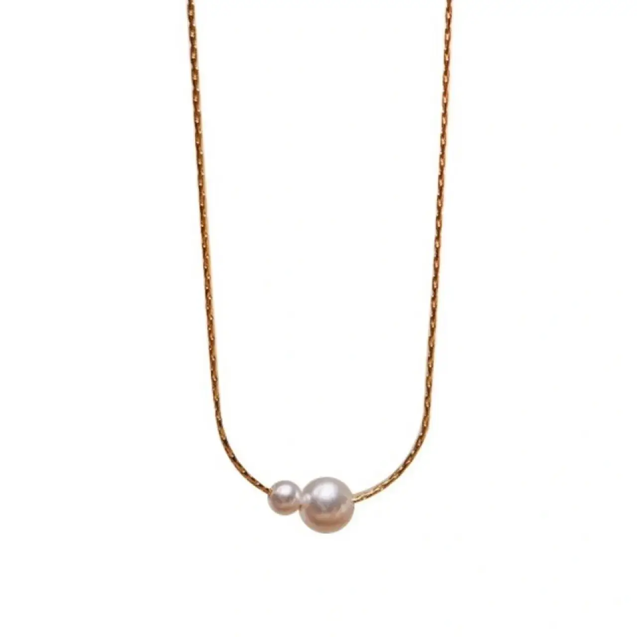 3-6mm Gold Pearl Necklace Adjustable Neck Chain