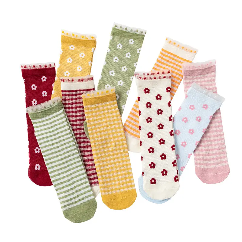 Spring Baby Socks Lace Floral Mesh Calf - Image 11