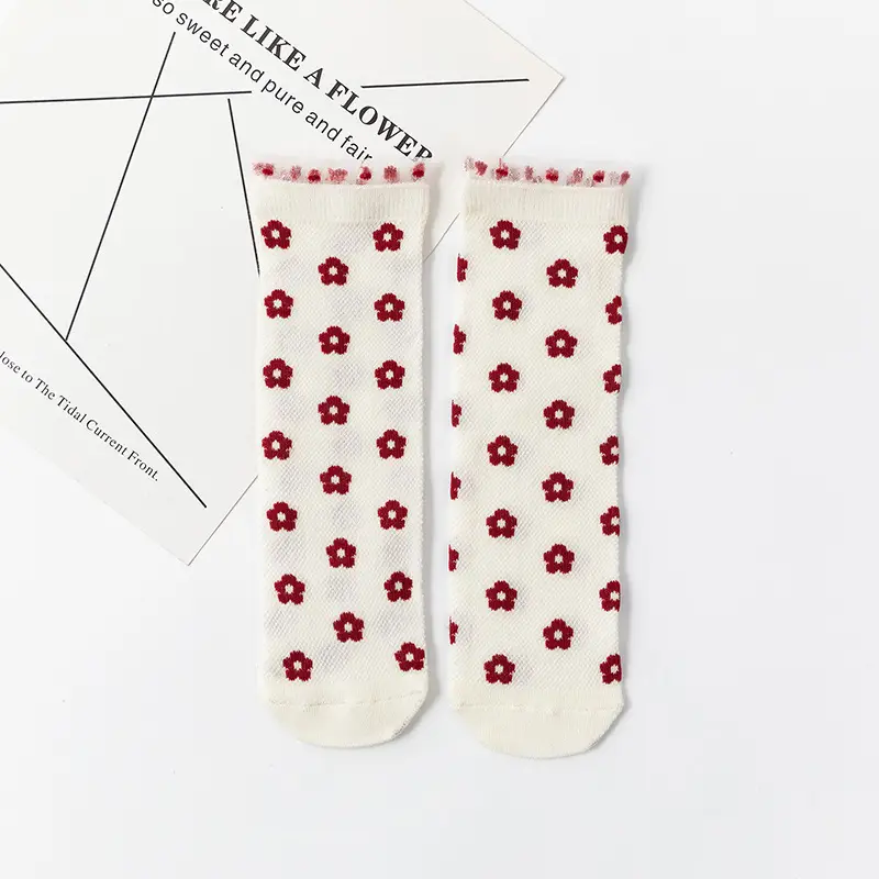 Spring Baby Socks Lace Floral Mesh Calf - Image 2