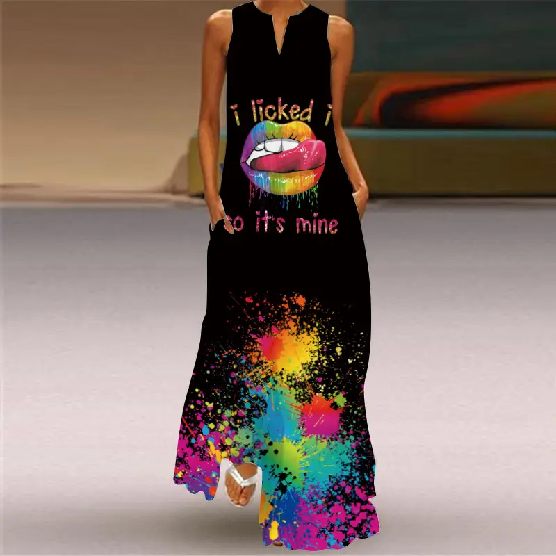 2026 V-Neck Printed Sexy Dress for Women - Image 2