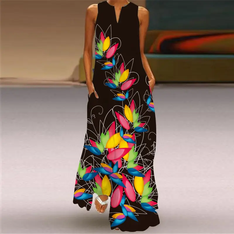 2026 V-Neck Printed Sexy Dress for Women - Image 4