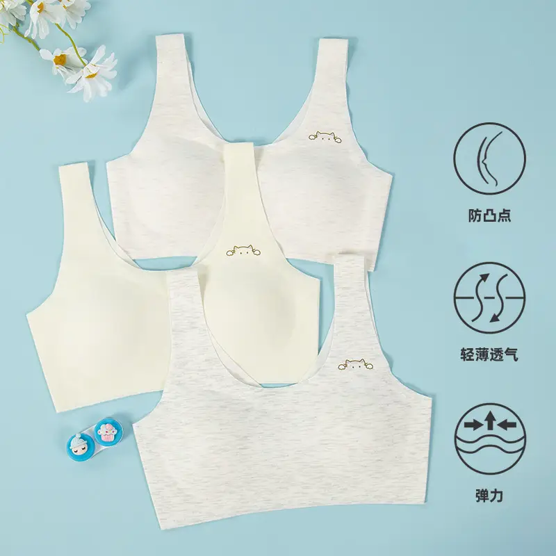 Anfeiya Girl Underwear Junior High School Students Lanjing Modal Small Chest Push-up Bra French Thin Cup Back Buckle Bra — feature 3