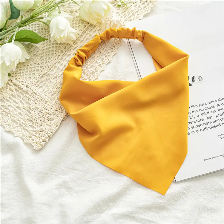Yellow Chiffon Triangle Hair Band for Women
