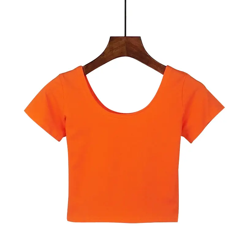Women Pink Navel-Exposed T-Shirt Short Sleeve - Image 14
