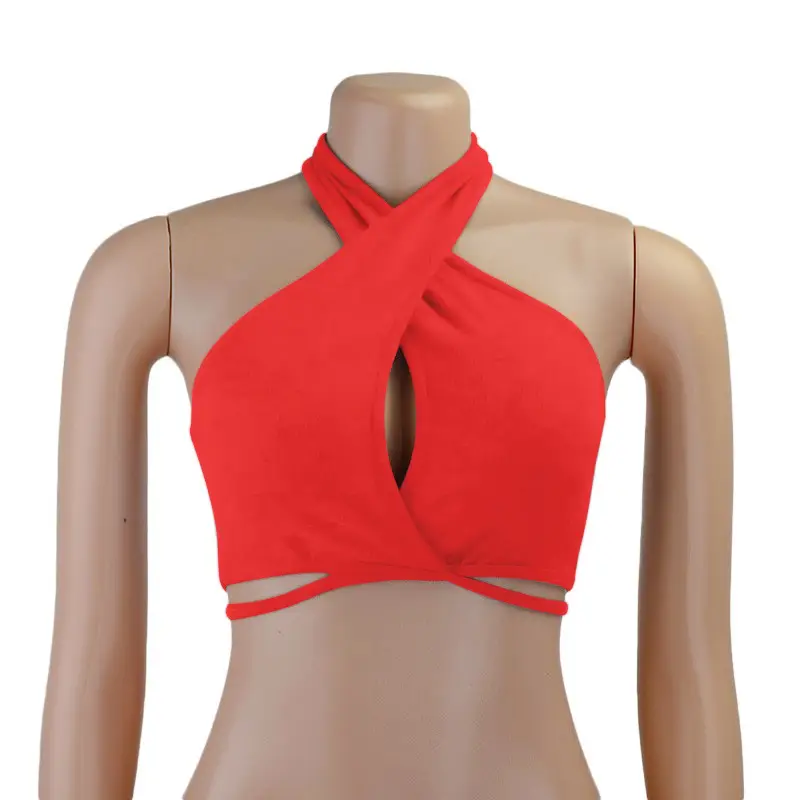 Red Backless Sleeveless Bra Top for Women - Image 3