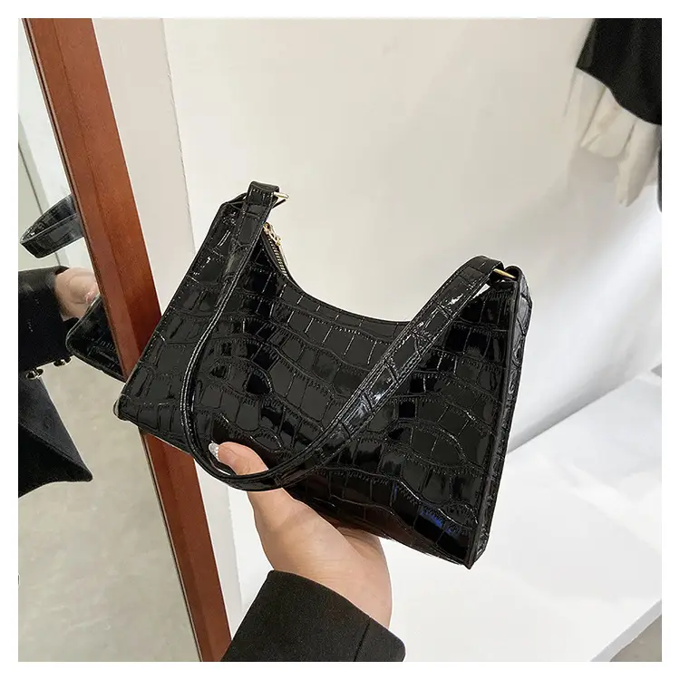 Yellow Croc Texture Shoulder Bag for Women 2023 - Image 4