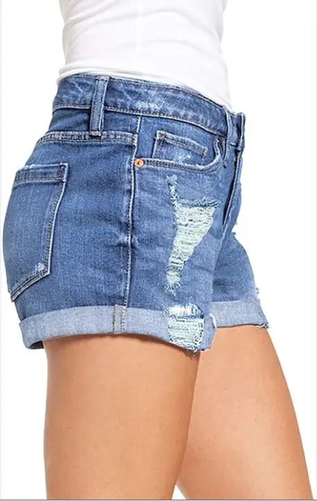 Cross-Border Ripped Denim Shorts Women Stretch Medium — feature 8