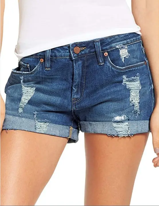 Cross-Border Ripped Denim Shorts Women Stretch Medium - Image 2
