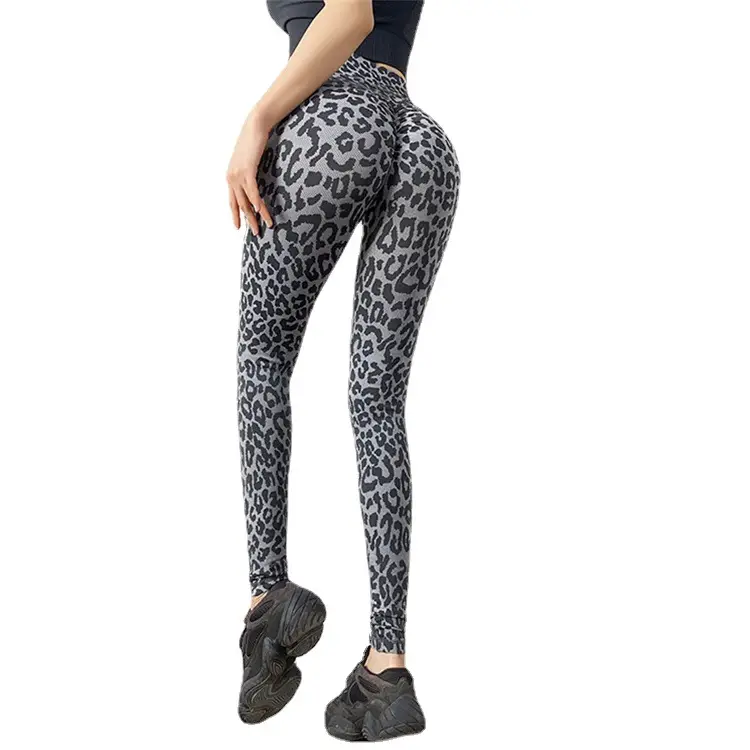 Women Zebra Print Wrinkle Yoga Trousers CM545 - Image 4