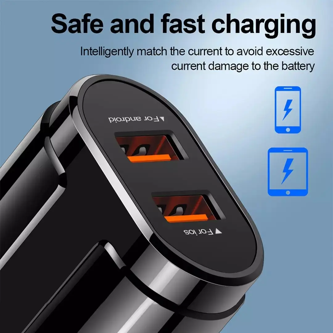 2.4A Dual USB Travel Charger with Impact Resistant Shell - Image 3