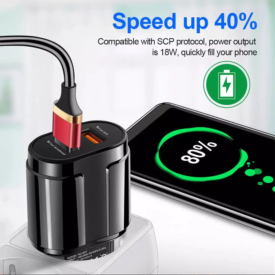 2.4A Dual USB Travel Charger with Impact Resistant Shell - Image 4