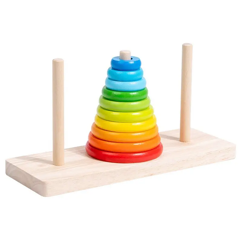 Wooden Hanoi Tower for Kids 10 Levels Educational Game - Image 10