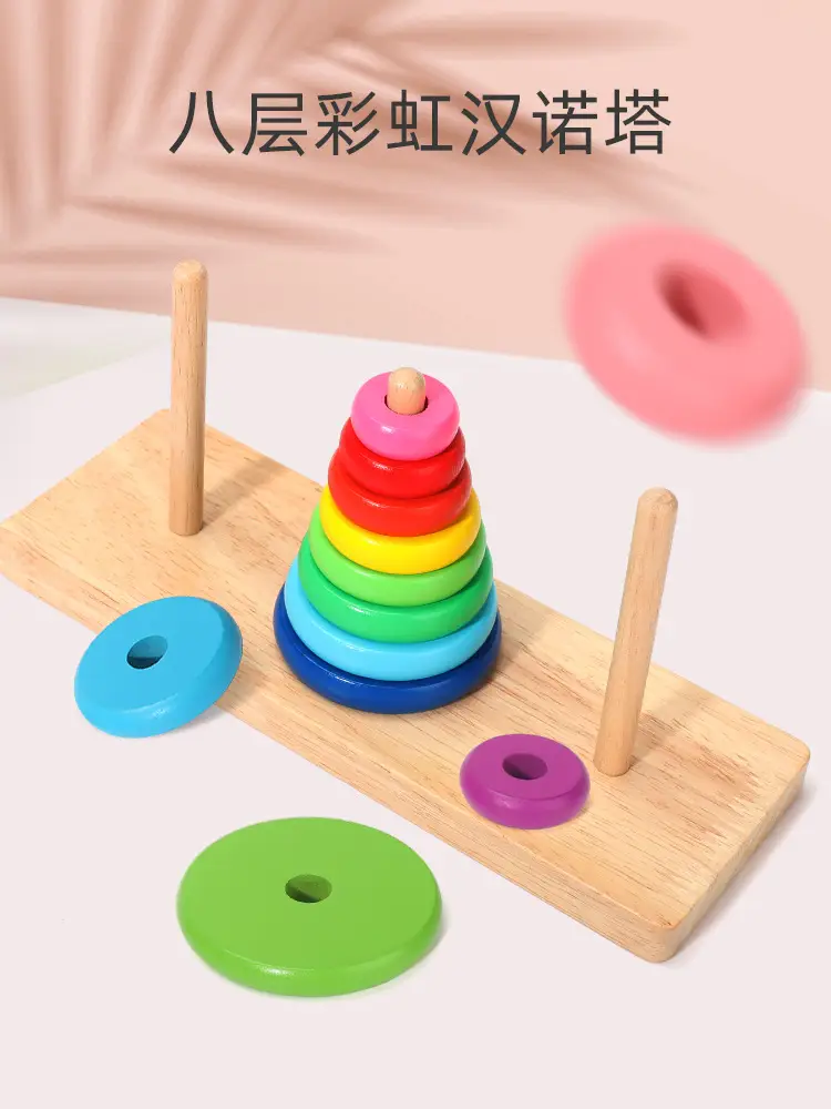 Wooden Hanoi Tower for Kids 10 Levels Educational Game - Image 13