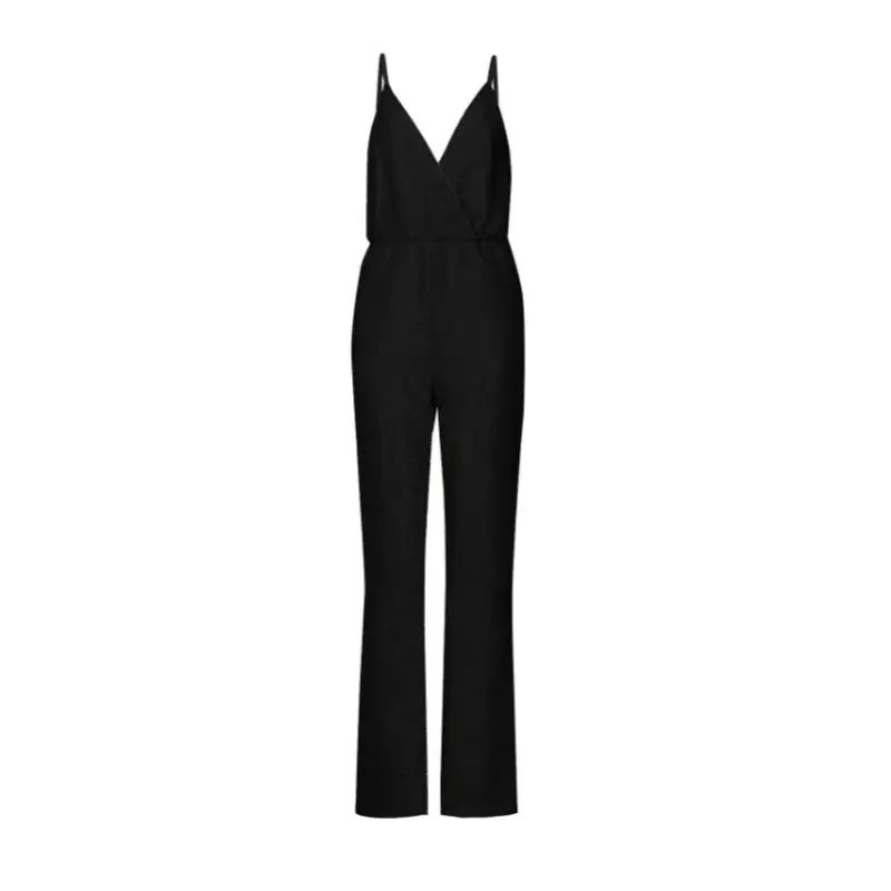 White V-Neck Strap Pants for Women