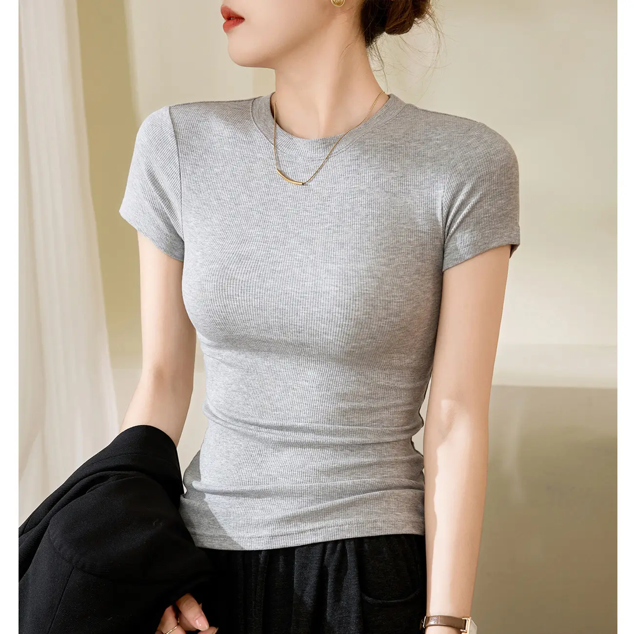 Women Ribbed Cotton T-Shirt Summer 2025 Plus Size - Image 9