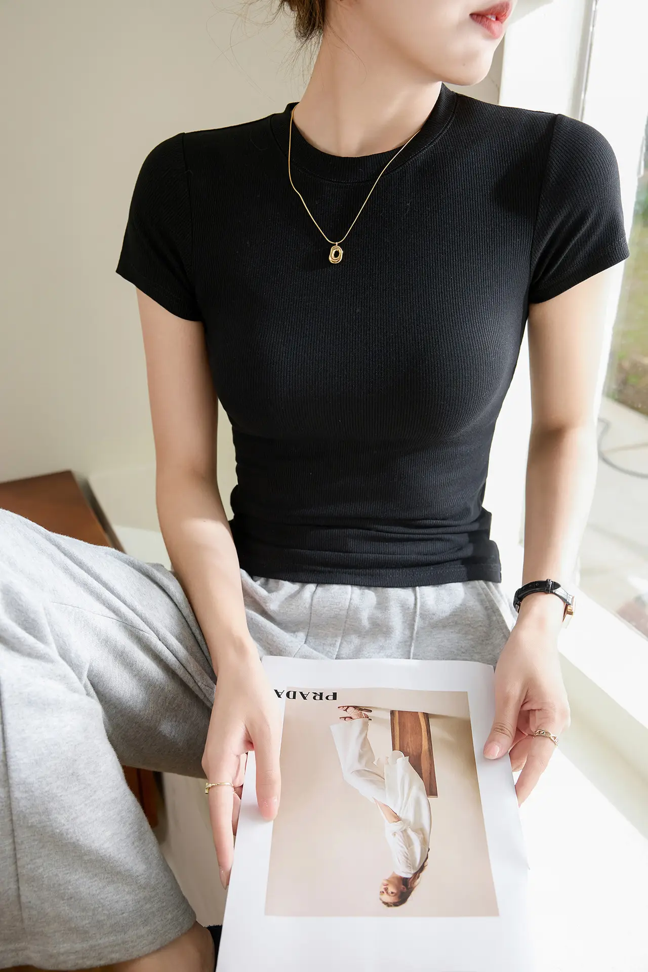 Women Ribbed Cotton T-Shirt Summer 2025 Plus Size — feature 45
