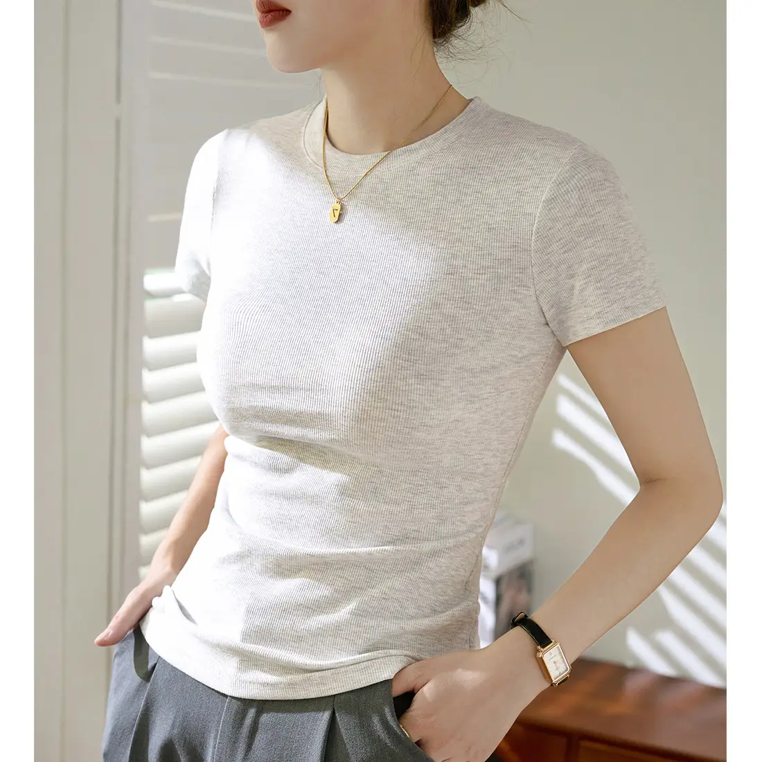 Women Ribbed Cotton T-Shirt Summer 2025 Plus Size - Image 6