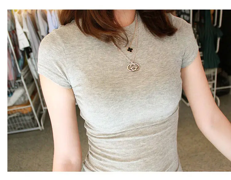 Women's Short Sleeve T-Shirt Olive Green Large — feature 19