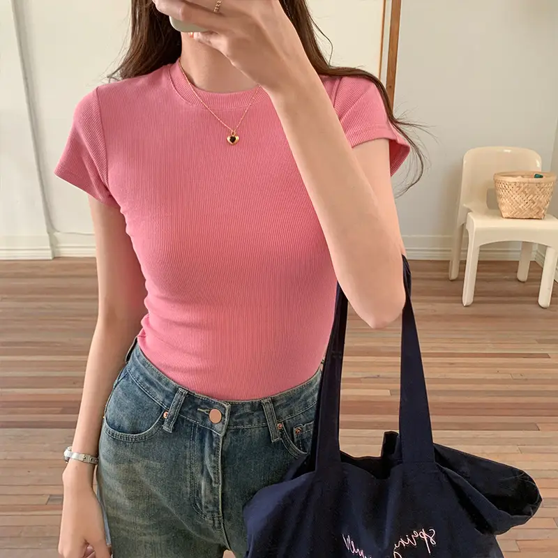 Women's Short Sleeve T-Shirt Olive Green Large - Image 5