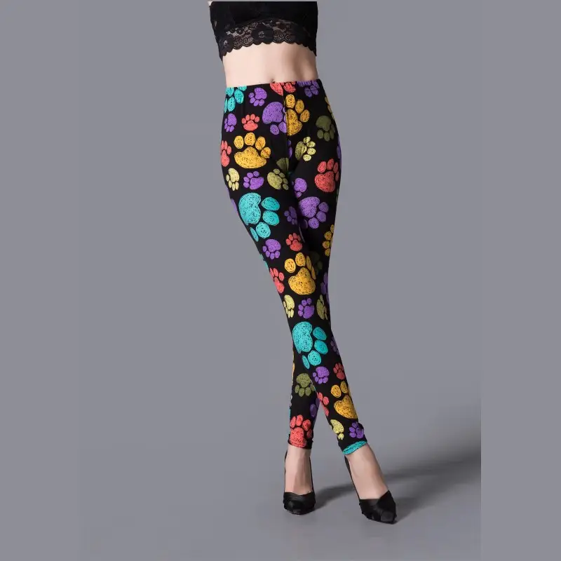 Women Thin Leggings Cartoon Print Large High Waist - Image 5