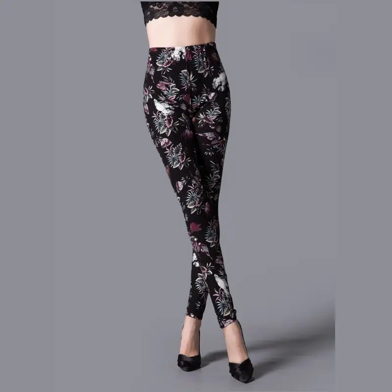 Women Thin Leggings Cartoon Print Large High Waist - Image 13