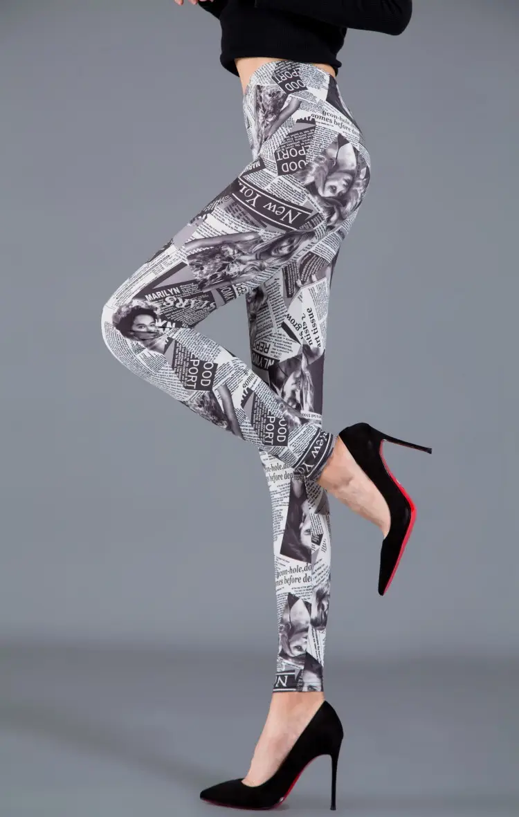 Women Thin Leggings Cartoon Print Large High Waist - Image 11