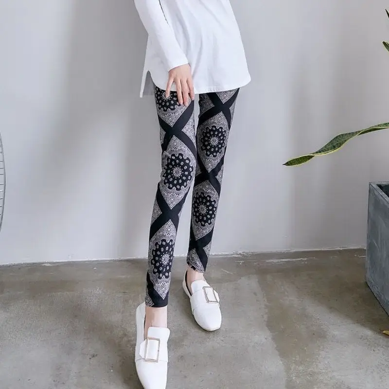 Women Thin Leggings Cartoon Print Large High Waist - Image 15