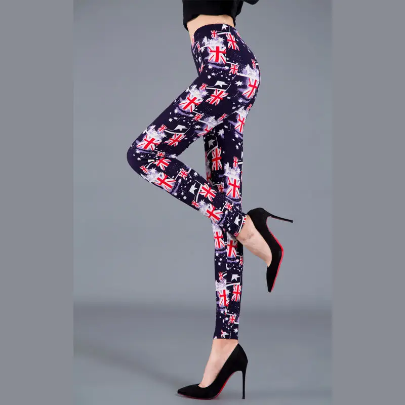 Women Thin Leggings Cartoon Print Large High Waist - Image 17