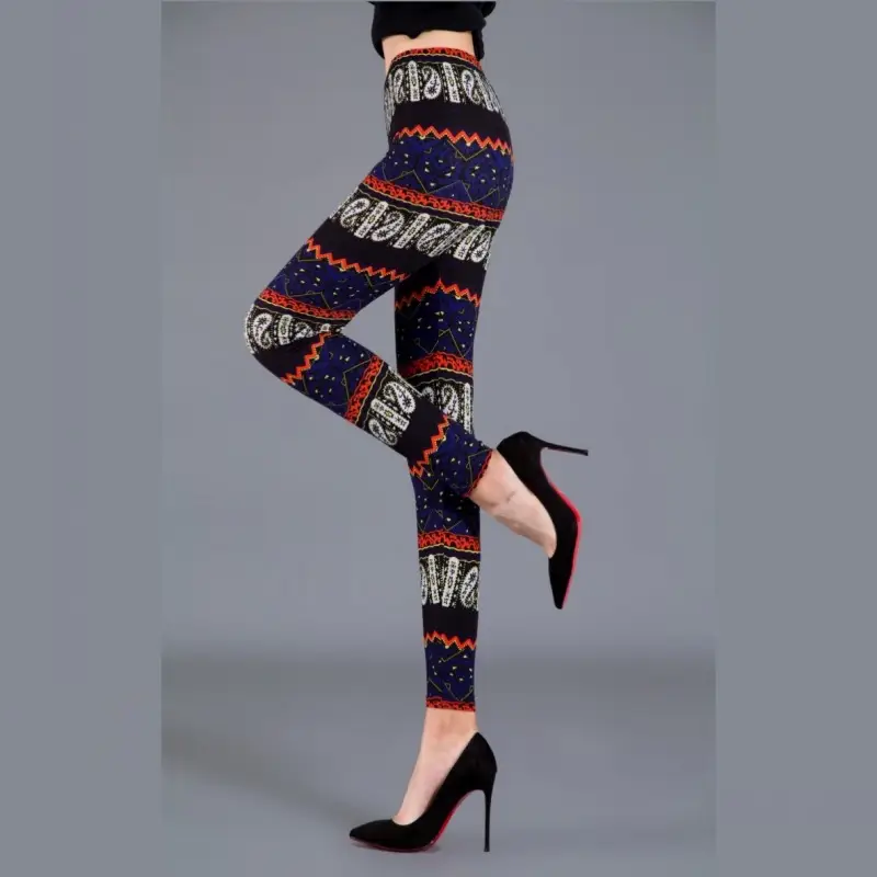 Women Thin Leggings Cartoon Print Large High Waist - Image 3