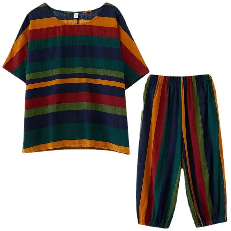Women's Striped Loose Fit Summer Suit Set - Image 6