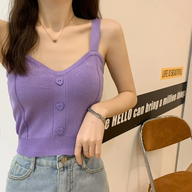 Women V-Neck Knitted Vest Camisole Red 2024 — feature 11