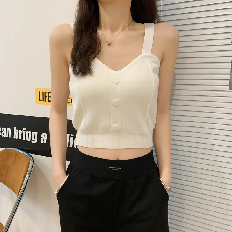 Women V-Neck Knitted Vest Camisole Red 2024 — feature 12
