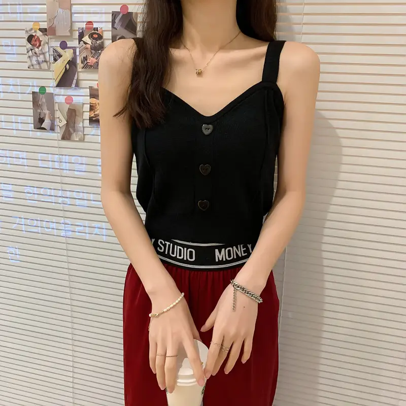 Women V-Neck Knitted Vest Camisole Red 2024 — feature 20