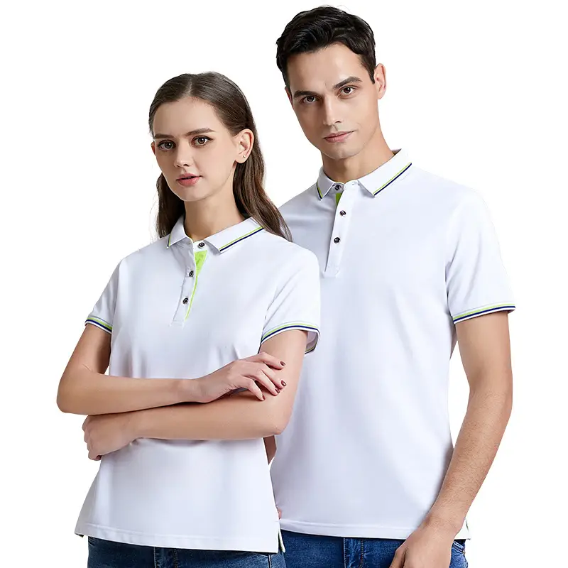 White Short Sleeve Polo Shirt with Logo Embroidery - Image 14