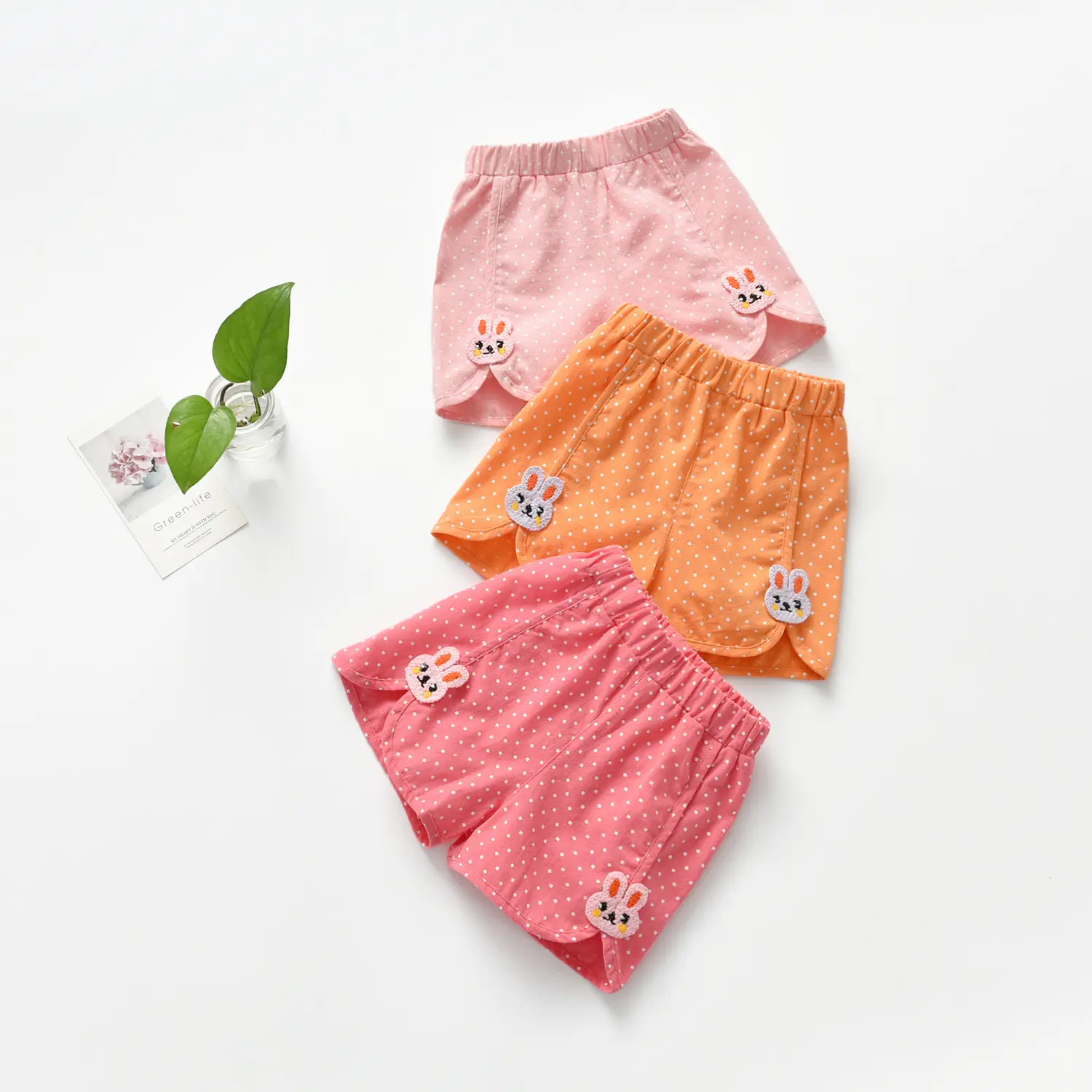 Girls' Pink Polka Dot Rabbit Shorts 2025 - Image 5