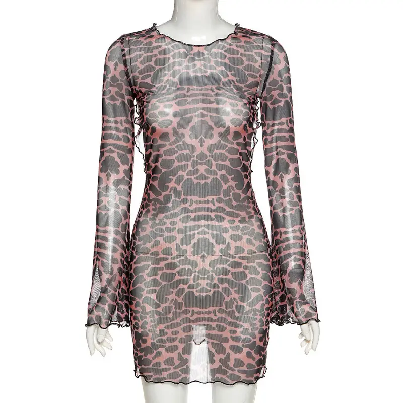 Women's Leopard Print Backless Halter Dress - Image 5