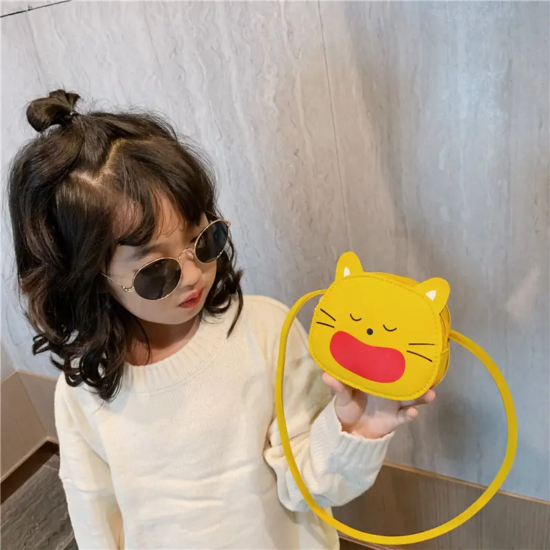 Red Cat Kitten Messenger Bag for Kids PU Material