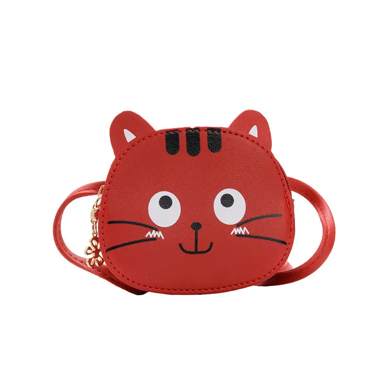 Red Cat Kitten Messenger Bag for Kids PU Material