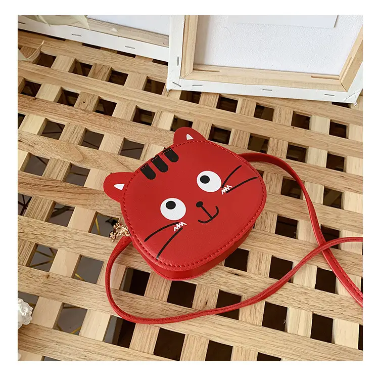 Red Cat Kitten Messenger Bag for Kids PU Material — feature 20